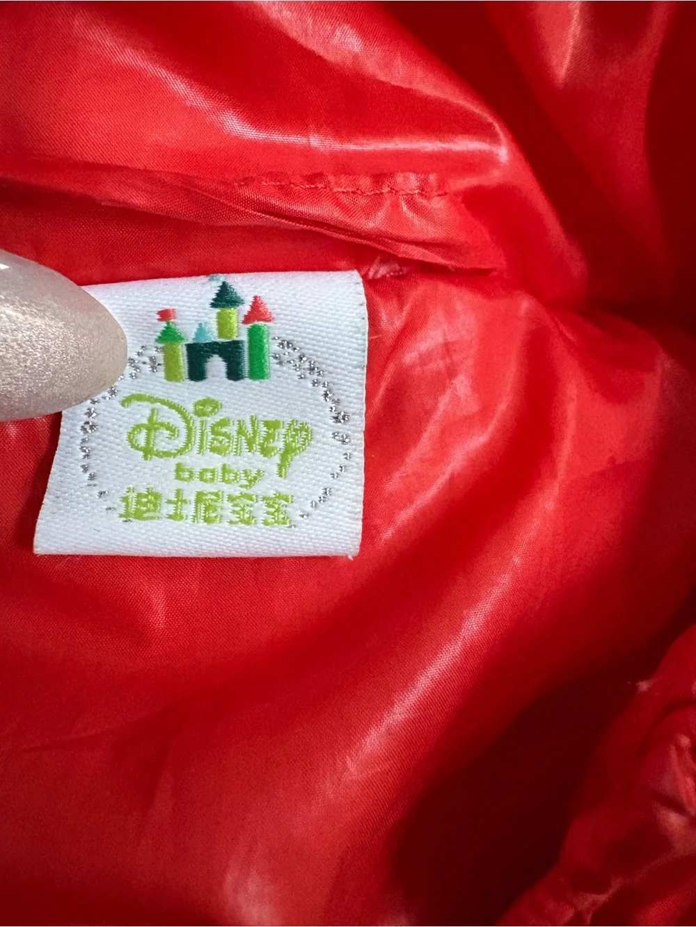 Disney Red Baby Puffer Jacket size 12-18 months